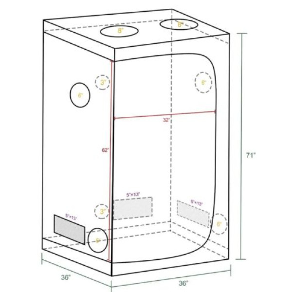 Гроубокс Mars Hydro 90x90x180 см для профессионального выращивания растений