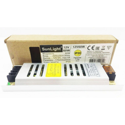 Блок питания для Led ленты SunLight 12v 60w 5A