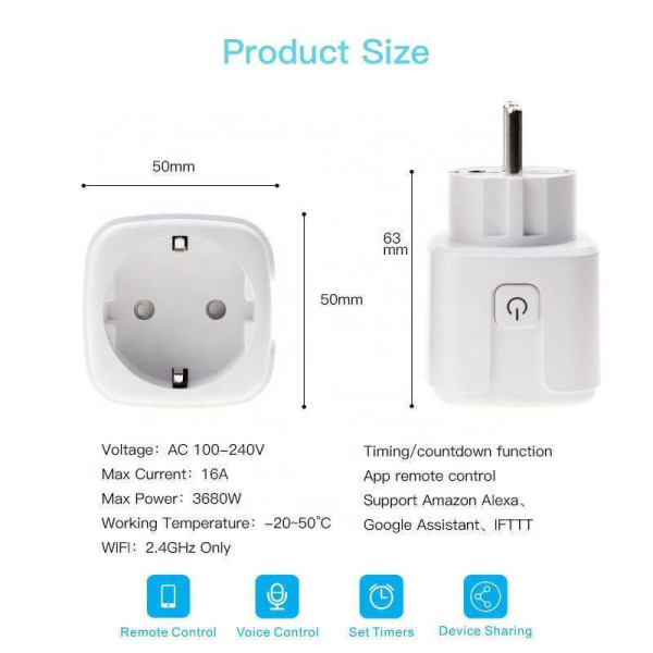 Wi-Fi smart plug Таймер-розетка – умное управление электроприборами с таймером и Wi-Fi