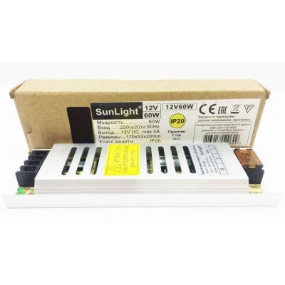 Блок живлення для Led стрічки SunLight 12v 60w 5A