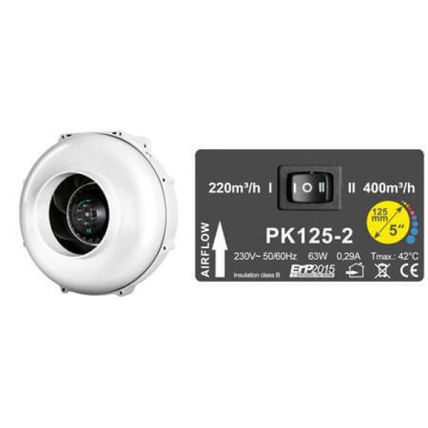 Вентилятор PK 125-2 швидкість 400 куб Prima Klima