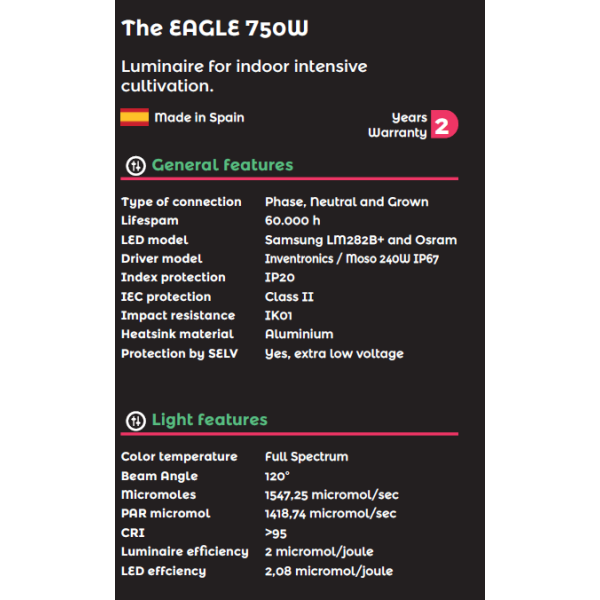 Лед лампа THE EAGLE 750W, Jungle (ручний димінг)