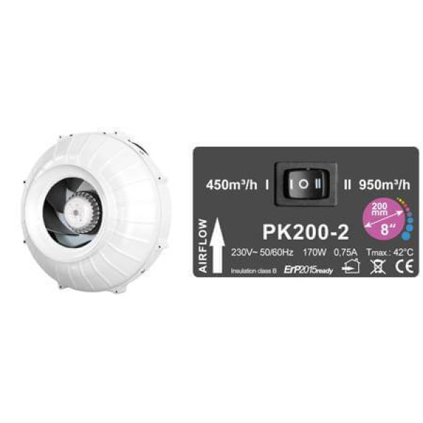 Вентилятор PK 200-2 швидкість 950 куб Prima Klima